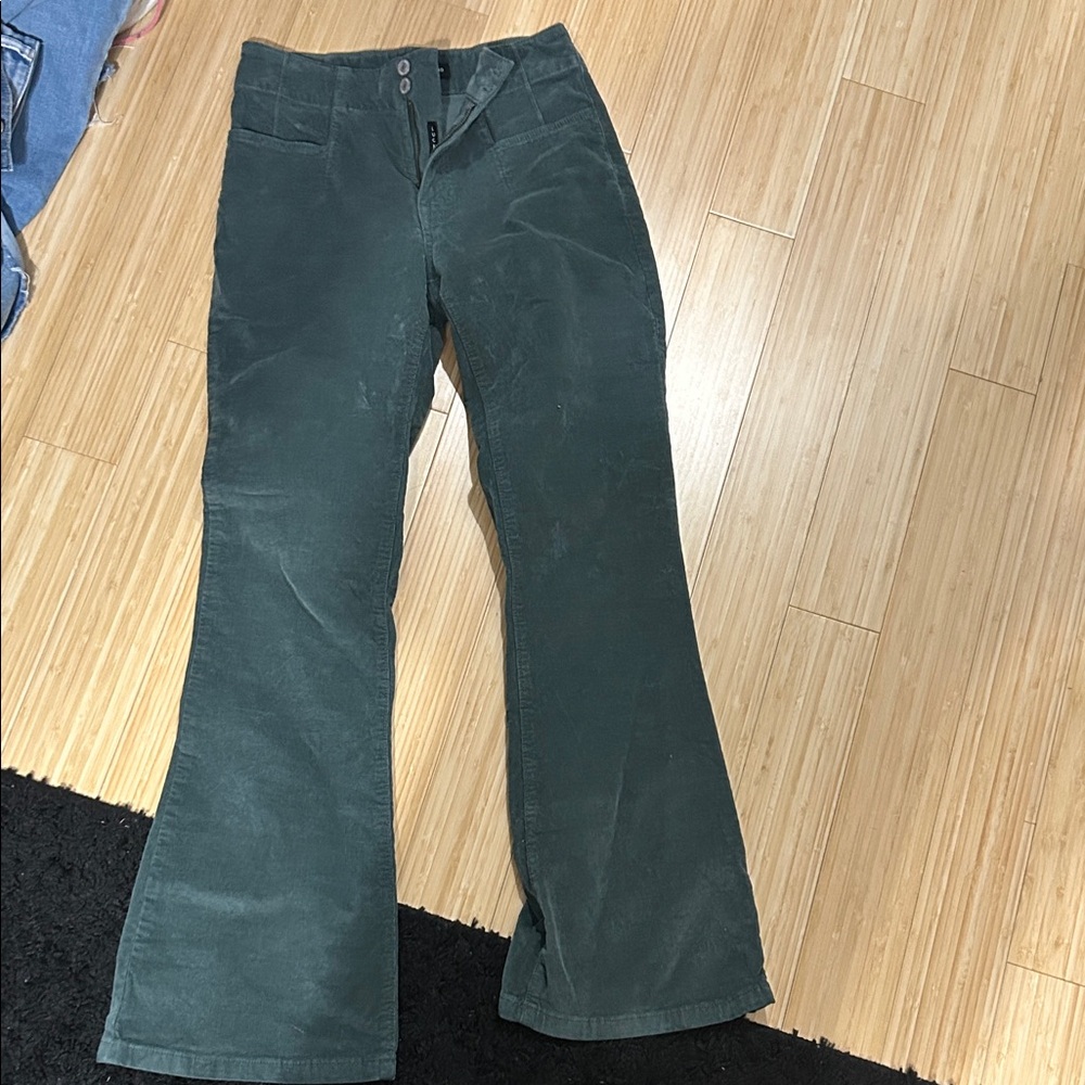 Lucky Brand Dark Green Corduroy Flare Pants